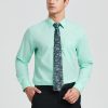 Men's Solid Long Sleeve Dress Shirt with Matching Tie and Handkerchief Set Classic Button Down Formal Business Shirts