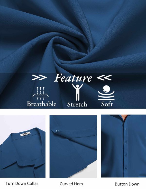 Mens Short Sleeve Button Down Shirts Casual Summer Shirt Untucked Dress Shirts