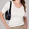 Women's V Neck T Shirts Slim Fitted Half Sleeve Tops Basic Tees