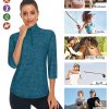 Womens 3/4 Roll Sleeve 1/4 Zip Pullover Golf Shirts Athletic Hiking Running Workout Tops UPF 50+