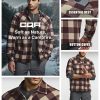Men's Long Sleeve Heavyweight Fleece Shirts, Plaid Button Up Shirt, Warm Outdoor Casual Shirt with Pockets