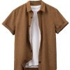 Men's Casual Button Down Shirt Short Sleeve Collared Top