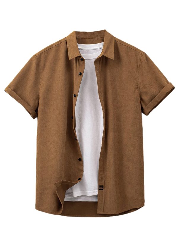 Men's Casual Button Down Shirt Short Sleeve Collared Top