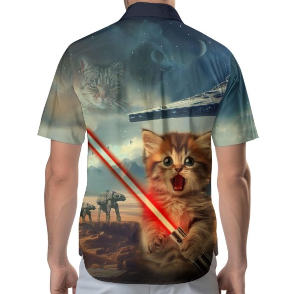 Cat Lovers Hawaiian Shirt for Men Women, Unisex Animal Print Button Down Shirt, Cat Print Shirt Short Sleeve for Adult
