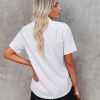 Womens Short Sleeve Button Down Shirts Stretch Oxford Shirts Cotton Dress Shirt Collared Blouse Formal Work Tunic Tops
