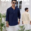 Mens Linen Shirts Casual Cotton 3/4 Sleeve Regular-Fit Henley T-Shirt Summer Lightweight Beach Yoga Tops