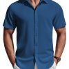 Mens Short Sleeve Button Down Shirts Casual Summer Shirt Untucked Dress Shirts