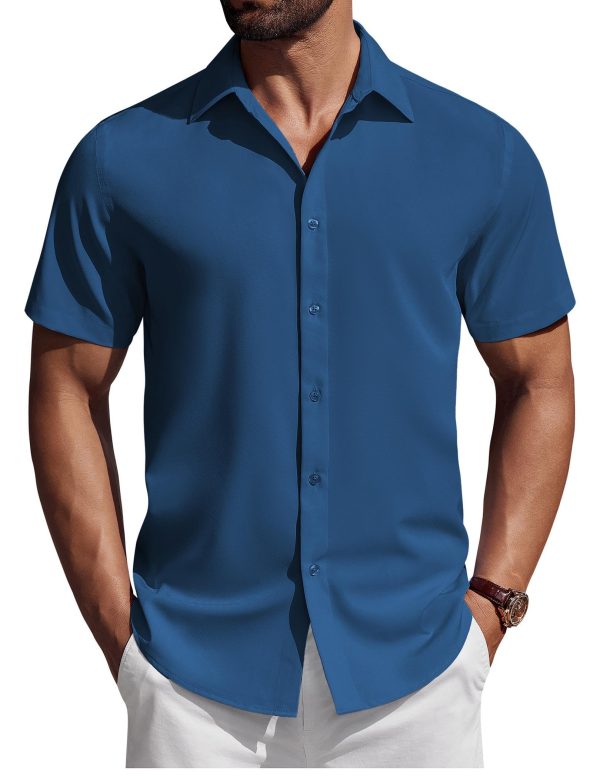 Mens Short Sleeve Button Down Shirts Casual Summer Shirt Untucked Dress Shirts