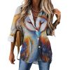 Owls Couple Women's Button Down Shirts Long Sleeve Casual Blouses Tops