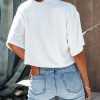 Women Half Sleeve Cropped T-Shirts Drop Shoulder Round Neck Crop Tops Casual Summer Solid Color Basic Tees