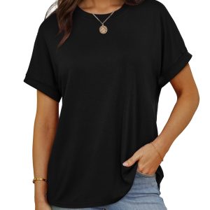 Women's Oversized T Shirts Short Sleeve Crewneck Summer Tops Casual Loose Basic Tee Shirts 2025 Trendy Clothes