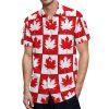 Canada Day Maple Leaf Button Down Shirt Men Short Sleeve T Shirts Casual Tee Summer Top