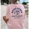 Girl's Letter Print T Shirt Half Sleeve Drop Shoulder Crew Neck Oversized Tee Tops