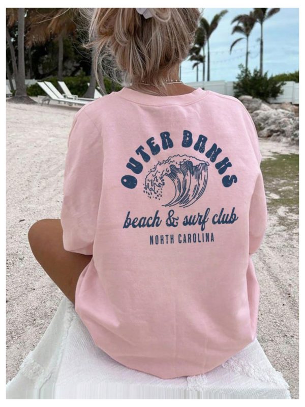 Girl's Letter Print T Shirt Half Sleeve Drop Shoulder Crew Neck Oversized Tee Tops