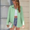 Womens Button Down Shirt Basic Work Office Drop Shoulder Blouse Casual Loose Long Sleeve Tops with Pocket
