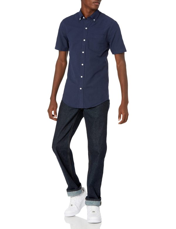 Men's Button-Up Shirts - Slim-Fit Short-Sleeve Pocket Oxford - Comfort and Style