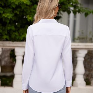Button Down Shirts for Women Wrinkle Free Long Sleeve Shirts Dress Shirts Work Office Blouse Tops with Pocket