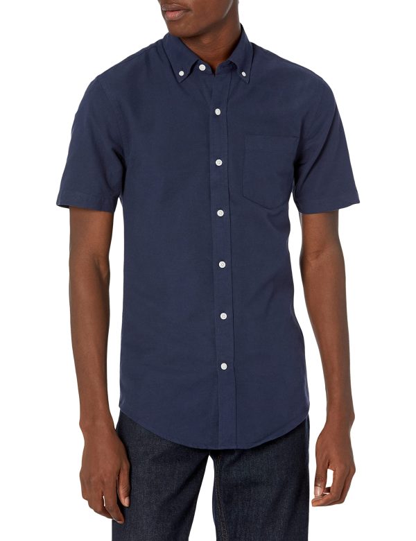 Men's Button-Up Shirts - Slim-Fit Short-Sleeve Pocket Oxford - Comfort and Style