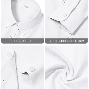 Womens Button Down Shirts Cotton Dress Shirts Oxford Shirts Long Sleeve Work Blouses Collared Tops Tunics with Pocket