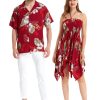 Matchable Couple Hawaiian Luau Shirt or Fairy Dress in Pineapple Garden Black