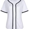 Womens Baseball Jersey Shirt Button Down Blank Softball Jersey Short Sleeve Hip Hop Active Hipster Shirts