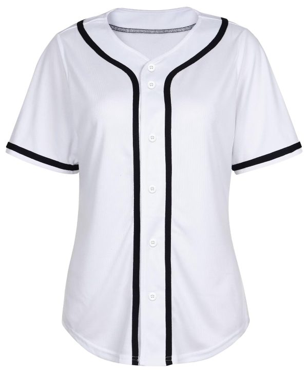 Womens Baseball Jersey Shirt Button Down Blank Softball Jersey Short Sleeve Hip Hop Active Hipster Shirts