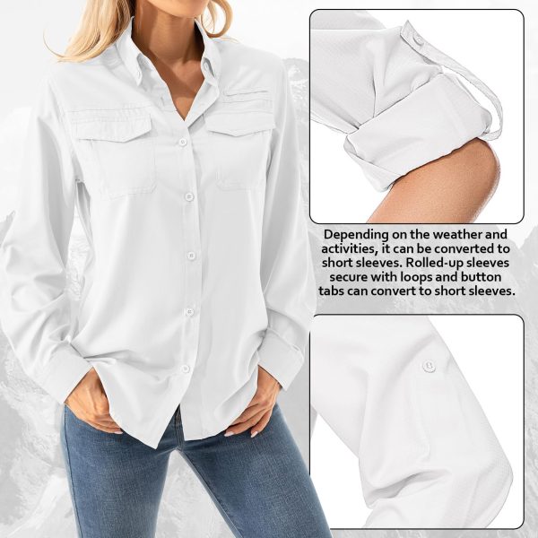 Women's UPF 50+ Long Sleeve UV Shirts Sun Protection Outdoor Cool Quick Dry Fishing Hiking Safari Travel Gardening Shirts