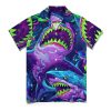 Mens Hawaiian Shark Shirts Short Sleeve Button Up Beach Summer Button Down Hawaiian Trippy Shirt for Men Women
