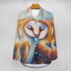 Owls Couple Women's Button Down Shirts Long Sleeve Casual Blouses Tops