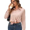 Women's Satin Button Down Shirt, Long Sleeves Silk Dress Shirt, Relaxed Fit Business Casual Silk Top for Work