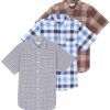 3 Pack: Men's Regular-Fit Short Sleeve Woven Button Down Shirt with Pocket (Available in Big & Tall)
