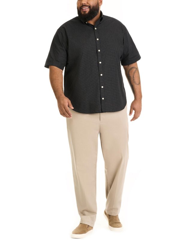 Men's Big and Tall Wrinkle Free Short Sleeve Button Down Check Shirt