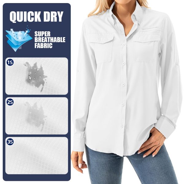 Women's UPF 50+ Long Sleeve UV Shirts Sun Protection Outdoor Cool Quick Dry Fishing Hiking Safari Travel Gardening Shirts