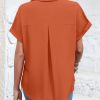 Womens Button Down Shirt Casual Short Sleeve Collared Work Blouse with Pocket