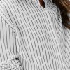 Womens Button Down Shirts Cotton Striped Dress Shirt Long Sleeve Collared Office Work Blouses Tops