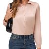 Women's Satin Button Down Shirt, Long Sleeves Silk Dress Shirt, Relaxed Fit Business Casual Silk Top for Work