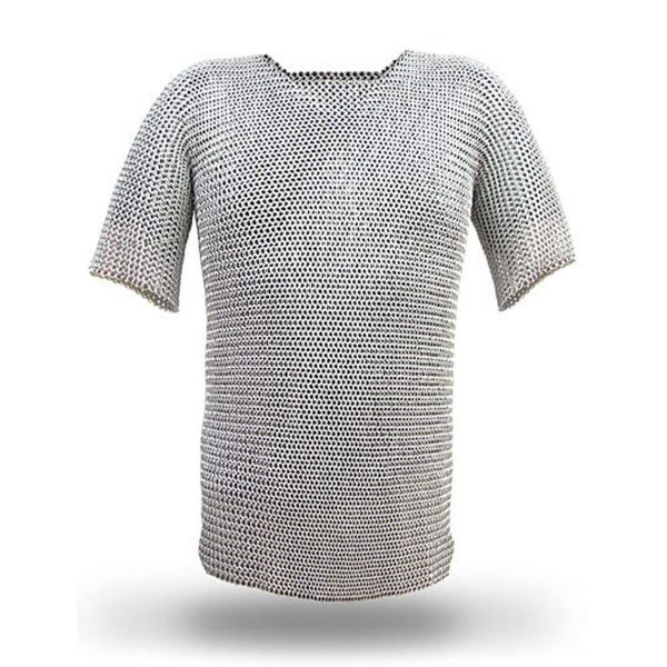 ® Chainmail Shirt Half Sleeves | Aluminium Butted Chainmail 10MM Rings Silver | Medieval Costume Adult | Armor SCA