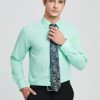 Men's Solid Long Sleeve Dress Shirt with Matching Tie and Handkerchief Set Classic Button Down Formal Business Shirts
