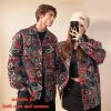 Aztec Shacket Fall Jacket Brocade Jacquard Ethnic Plaid Print Button Down Shirt for Men Women Casual Spring Coat