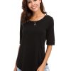 Womens Cotton Tops Summer Casual Fitted T Shirt Half Sleeve Tunic Comfy Tee