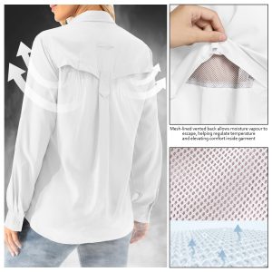 Women's UPF 50+ Long Sleeve UV Shirts Sun Protection Outdoor Cool Quick Dry Fishing Hiking Safari Travel Gardening Shirts