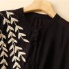 Womens Cotton Linen Tunic Shirts Button Up Half Sleeve Embroidered Blouses Summer Casual Loose Fit Vintage Long Tops
