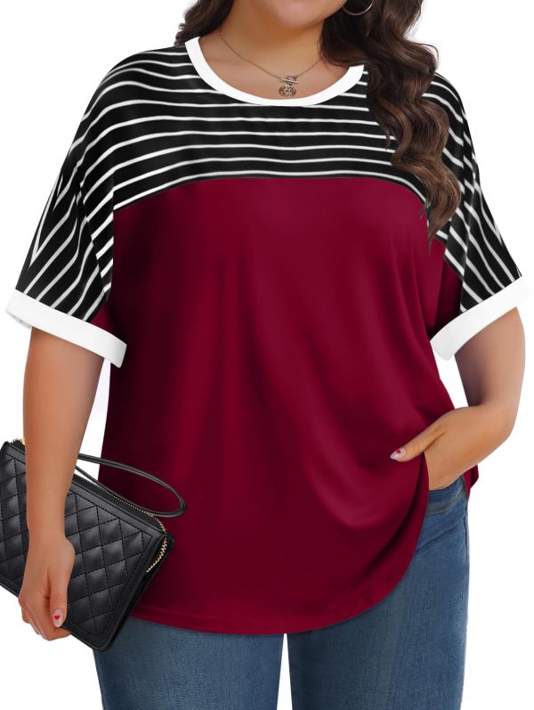 Womens Plus Size Tops Short Sleeve Summer T-Shirts Crewneck Loose Casual Tunic Blouse L - 5XL