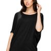 Women's Scoop Neck Half Sleeve Batwing Dolman Top - Plus Size