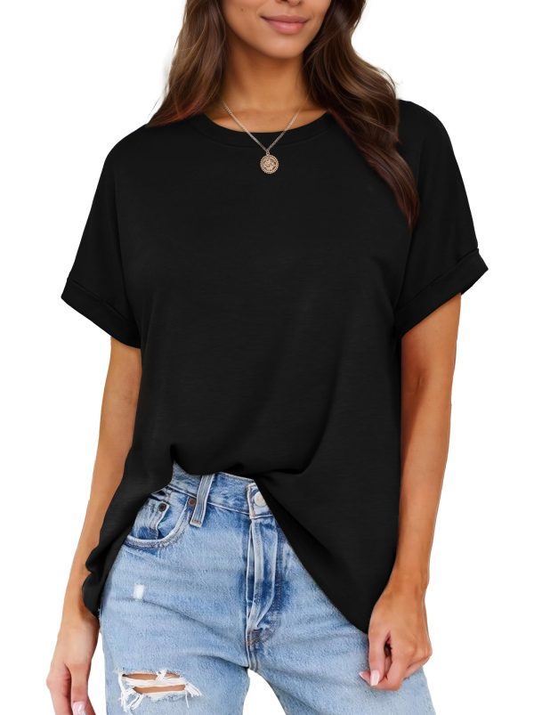 Women's Oversized T Shirts Short Sleeve Crewneck Summer Tops Casual Loose Basic Tee Shirts 2025 Trendy Clothes