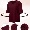 3 Pack Oversized Waffle Knit Tops for Women V Neck Half Sleeve Shirts Casual Drop Shoulder Tunic Top Blouses