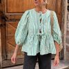 Women Y2K Peplum Puff Sleeve Shirts Teen Girls Lace Up Babydoll Ruffle Hem Blouse Tie Front Cute Summer Tops