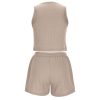 Women Waffle Knit Workout 2 Piece Outfits Sleeveless Cropped Tank Tops and Wide Leg Shorts Lounge Set Tracksuits