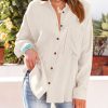 Casual Shirts for Women Long Sleeve Button Down Blouses Fall 2024 Solid Color Trendy Tops with Pocket