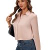 Women's Satin Button Down Shirt, Long Sleeves Silk Dress Shirt, Relaxed Fit Business Casual Silk Top for Work